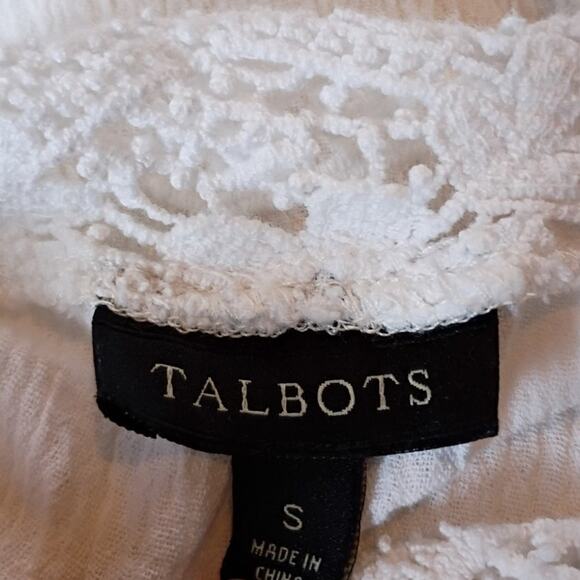 Talbots White Lace Trim Cotton Long Sleeve Top S Cottage Quietlux Feminine Chic - Picture 5 of 13